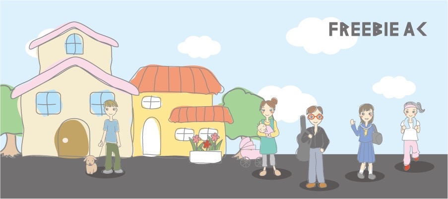 街の人々イラスト素材