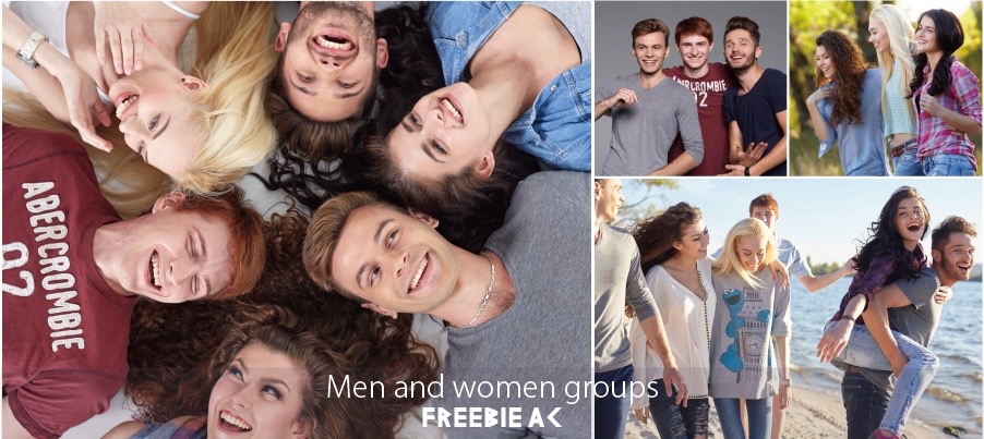 外国人男女グループ写真素材