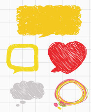 Colored pencil style balloon illustration