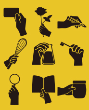 물건을 가진 손 실루엣 소재