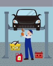 ภาพประกอบวัสดุสำหรับการบำรุงรักษารถยนต์