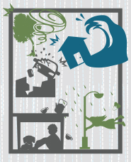 自然災害のシルエット