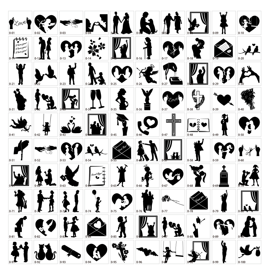 Silhouettes of meeting and parting