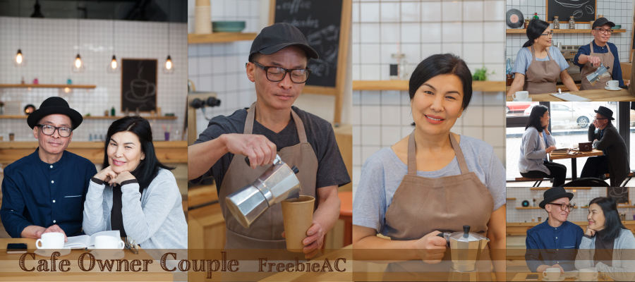 Hình ảnh của một cặp vợ chồng điều hành một quán cà phê