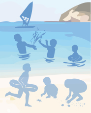 海とプールのシルエット素材