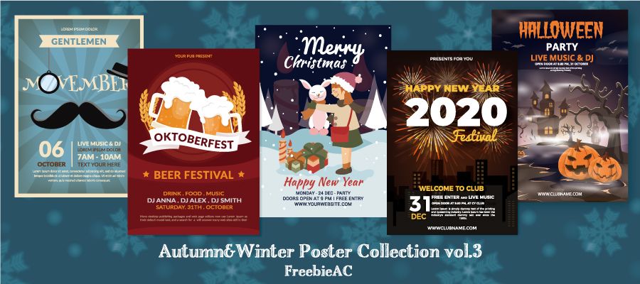 秋/冬海報模板Vol.3