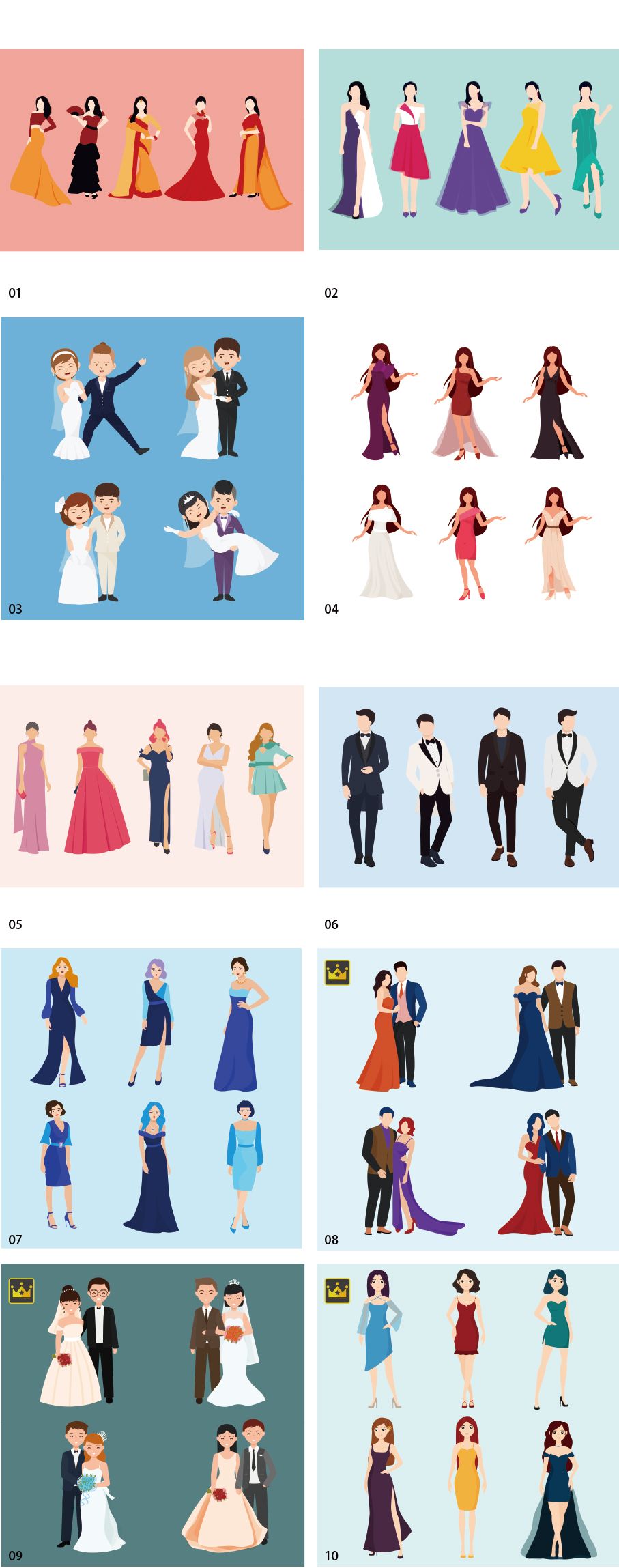 ドレス・タキシードイラストコレクション