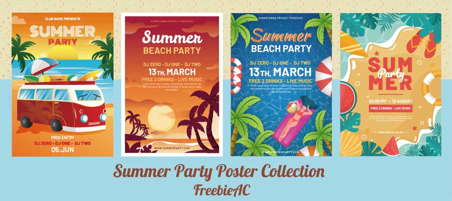 サマーパーティーポスターテンプレート