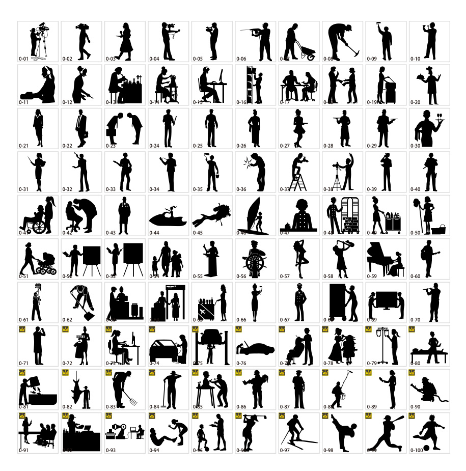 色々な職業のシルエット