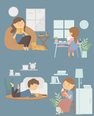 การอ่านภาพประกอบคอลเลกชัน