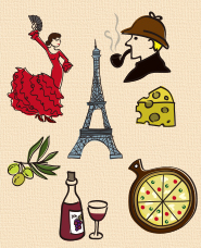 손으로 그린 바람 유럽의 그림