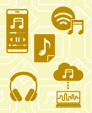 음악 배달 실루엣