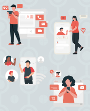 SNSを利用するイラストコレクション