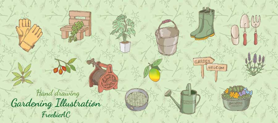 手描き風ガーデニングイラスト