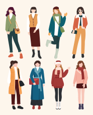 冬の女性の服装イラスト