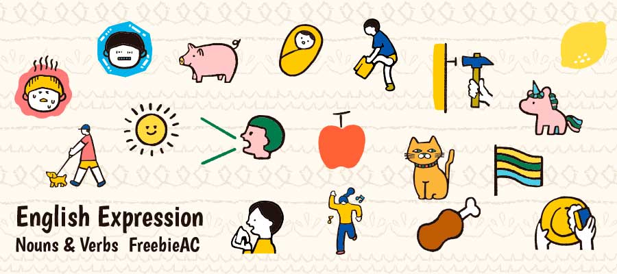 English expressions (nouns and verbs) illustrations