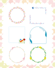 春の草花あしらいフレームイラスト