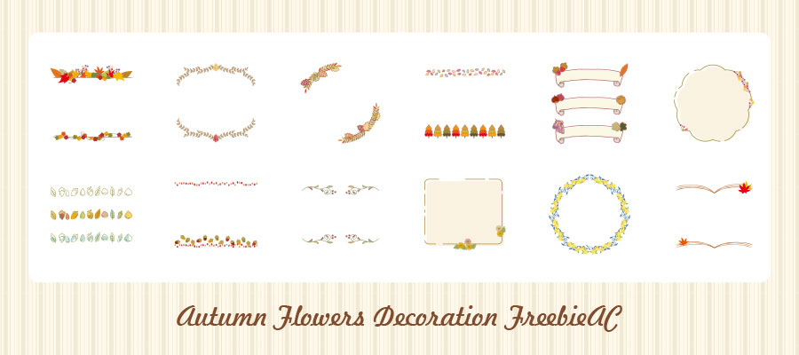 秋の草花あしらいイラスト