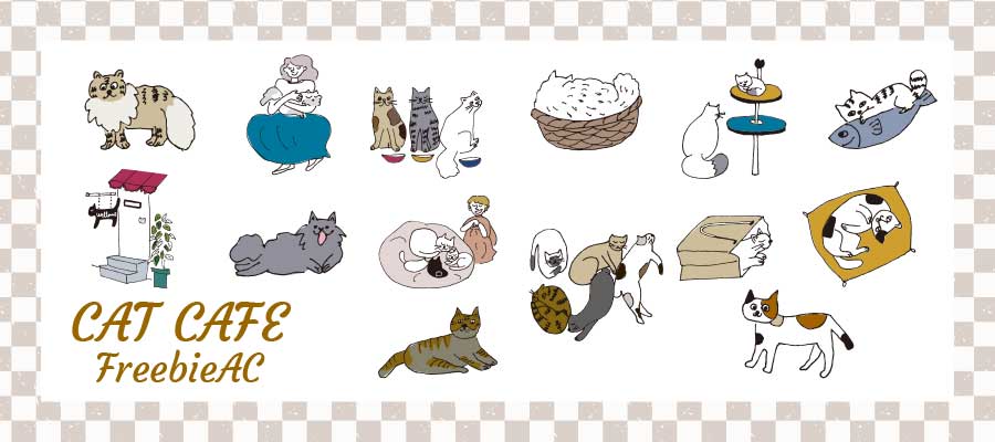 猫カフェのイラスト