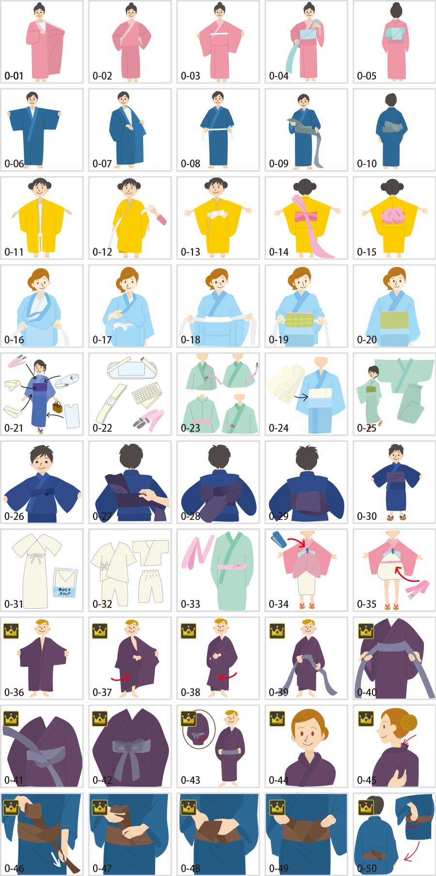 浴衣の着付けイラスト